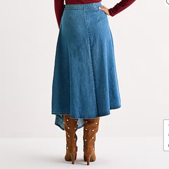 a.n.a Womens High Rise Midi A-Line Medium Wash Denim Skirt NWT Size 10 - Picture 3 of 3